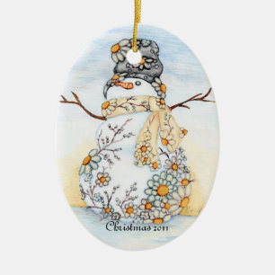 Ornement de bonhomme de neige de marguerite de
