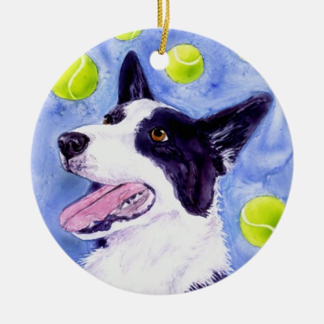 Ornement de border collie - le "or de la pie " (Devant)