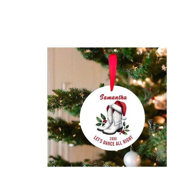 Ornement de bottes rustiques de cow-boy de pays bl (Créateur téléchargé)