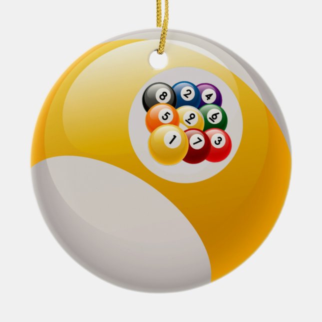 ORNEMENT DE BOULE DE NEUF DE BOULE BILLARDS DE (Devant)