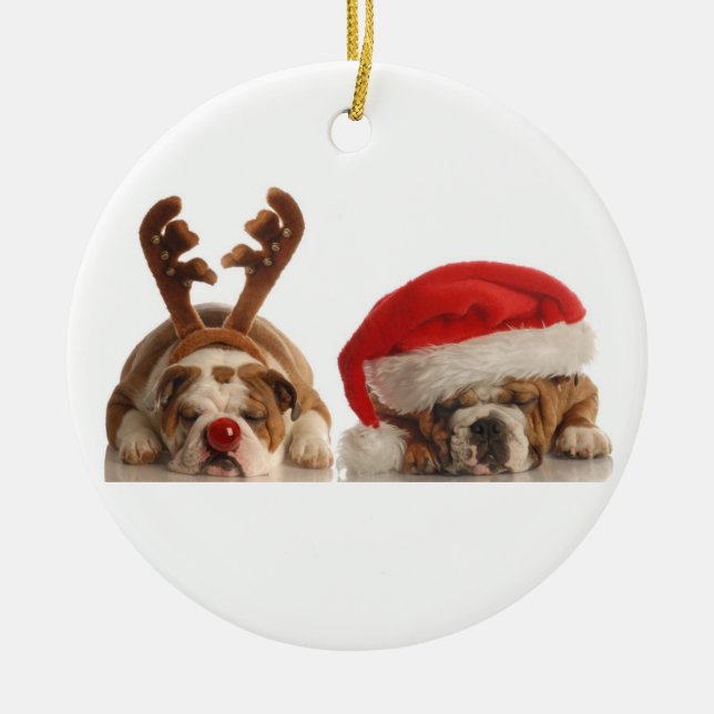 Ornement de bouledogue de Noël (Devant)