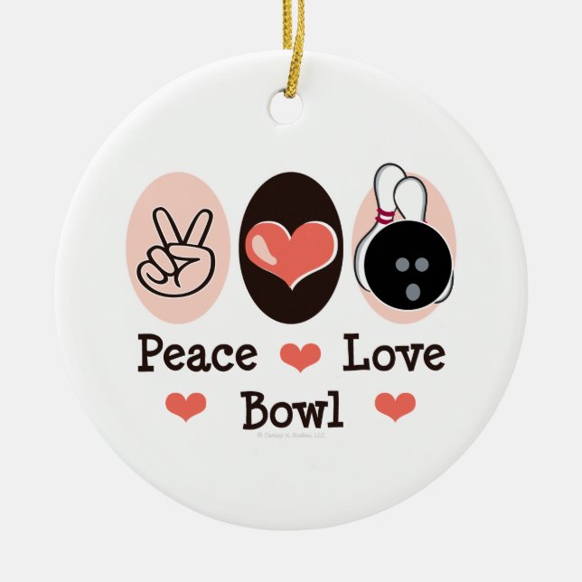 Ornement de bowling de cuvette d'amour de paix (Devant)