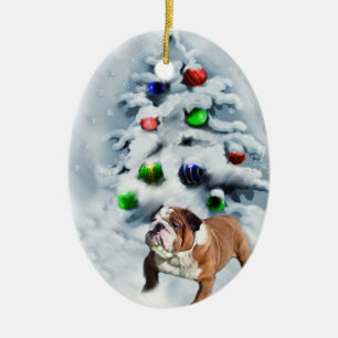 Ornement de cadeaux de Noël de Bulldog anglais