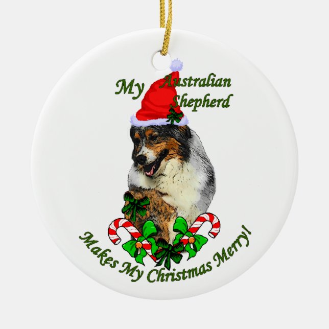 Ornement de cadeaux de Noël pour berger australien (Devant)