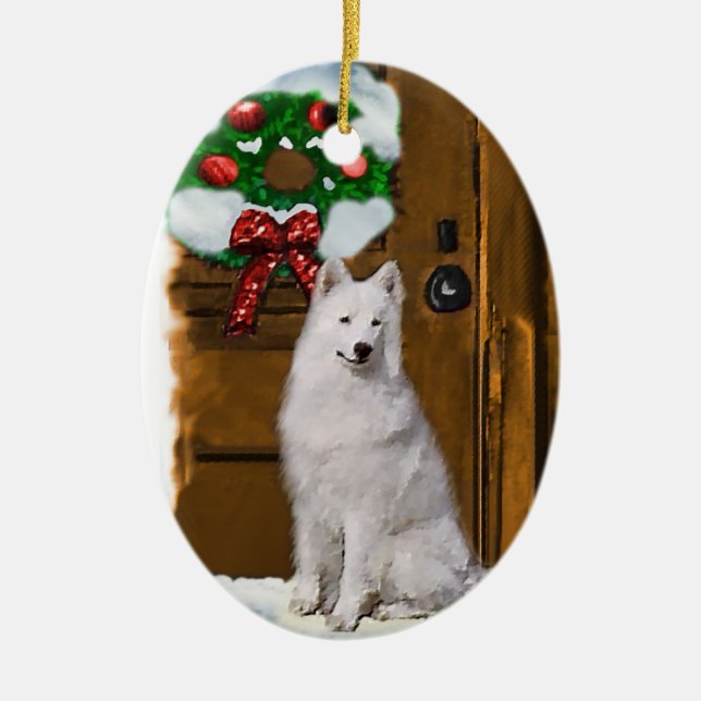 Ornement de cadeaux de Noël Samoyé (Devant)