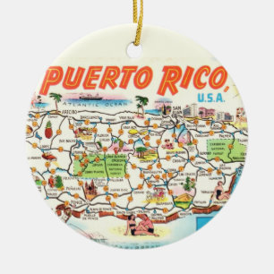Ornement de carte rétro de Porto Rico
