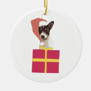 Ornement de casquette de Fox Terrier Père Noël de