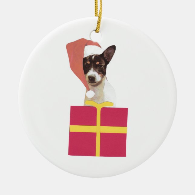 Ornement de casquette de Fox Terrier Père Noël de (Devant)