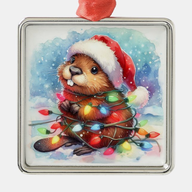 Ornement de castor de Noël (Devant)