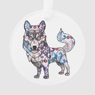 Ornement de cercle de chien de traîneau sibérien