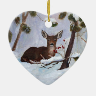 Ornement de cerfs communs de baie de houx