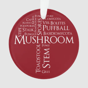 Ornement de champignon de mot (texte blanc)