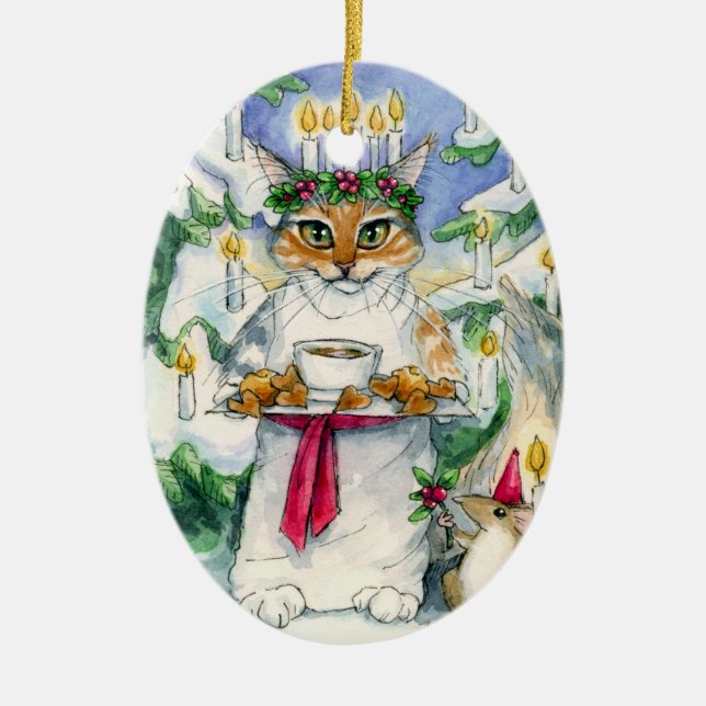 Ornement de chat de Noël de Père Noël Lucia (Devant)