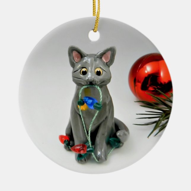 Ornement de chat gris bleu russe (Devant)