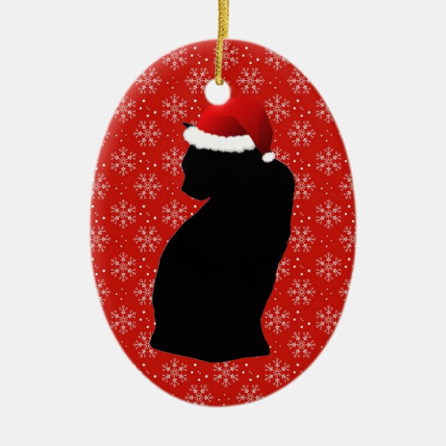 Ornement de chat noir de Père Noël (Devant)