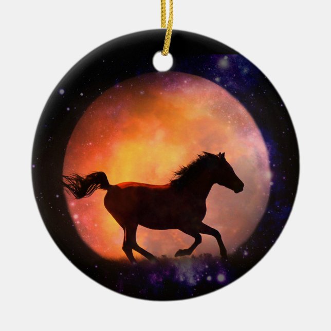 Ornement de chevaux et de lune super Cool (Devant)