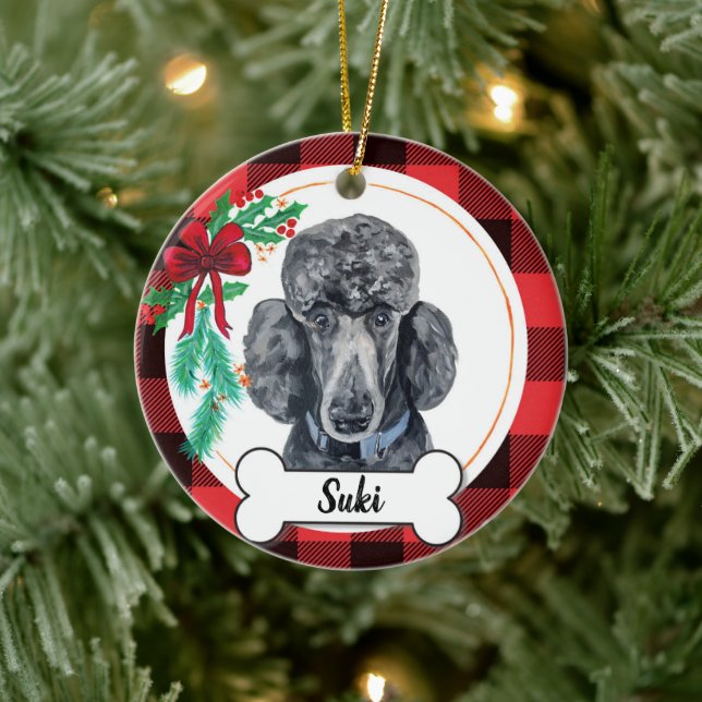 Ornement de chien de caniche noir (Arbre)
