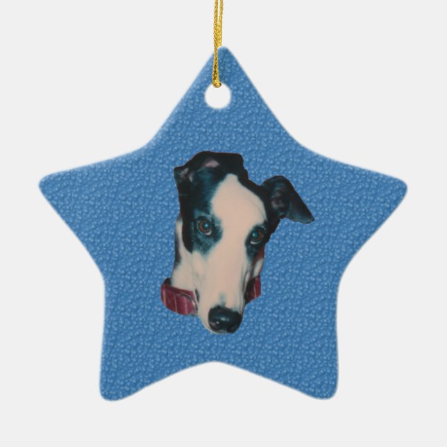 Ornement de chien de visage de Greyhound beau (Devant)