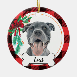 Ornement de chien Pitbull gris