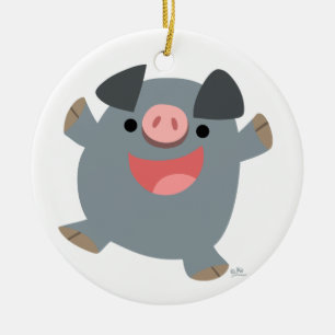 Ornement de cochon rebondi en caricature mignonne