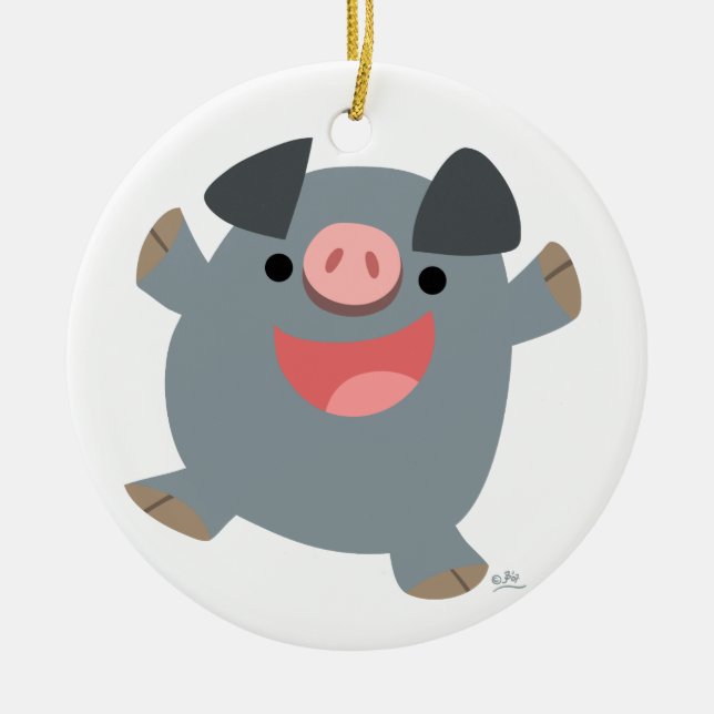 Ornement de cochon rebondi en caricature mignonne (Devant)