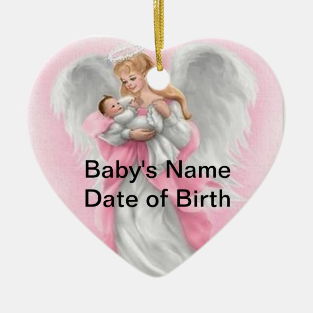 Ornement de coeur d'ange de bébé (fille) (Devant)