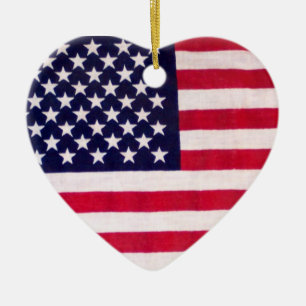 Ornement de coeur de drapeau américain