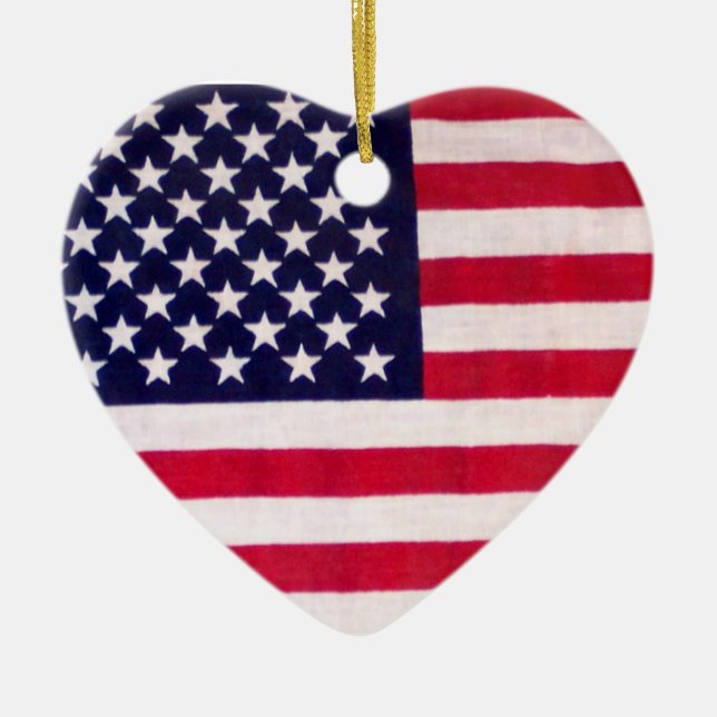 Ornement de coeur de drapeau américain (Devant)
