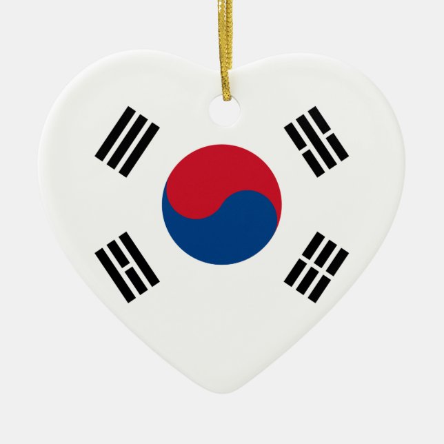 Ornement de coeur de drapeau de la Corée du Sud (Devant)
