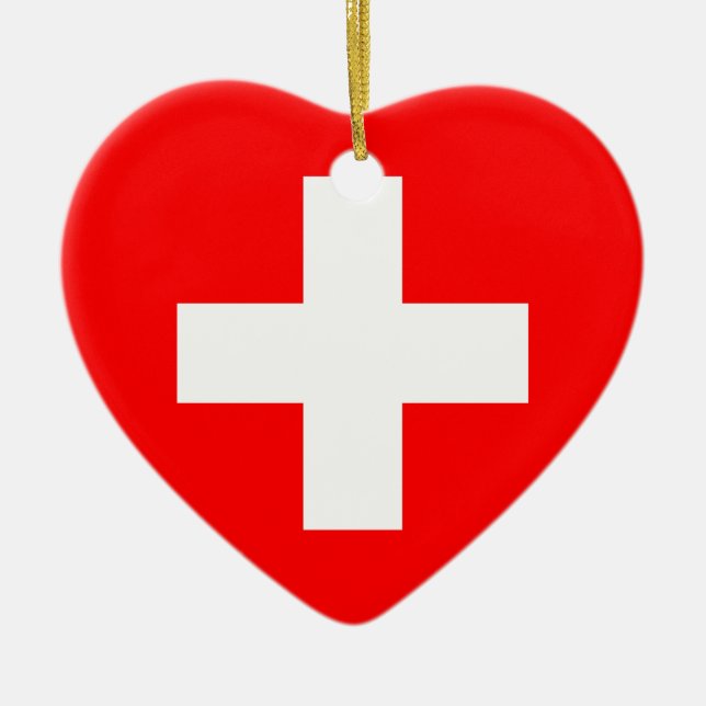 Ornement de coeur de drapeau de la Suisse (Devant)