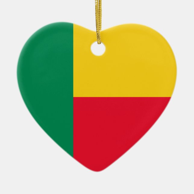 Ornement de coeur de drapeau du Bénin (Devant)