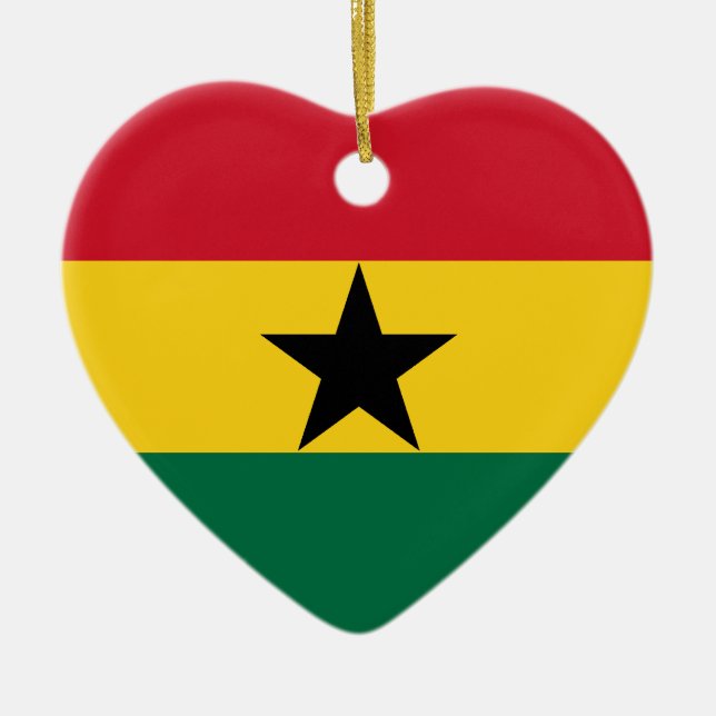 Ornement de coeur de drapeau du Ghana (Devant)