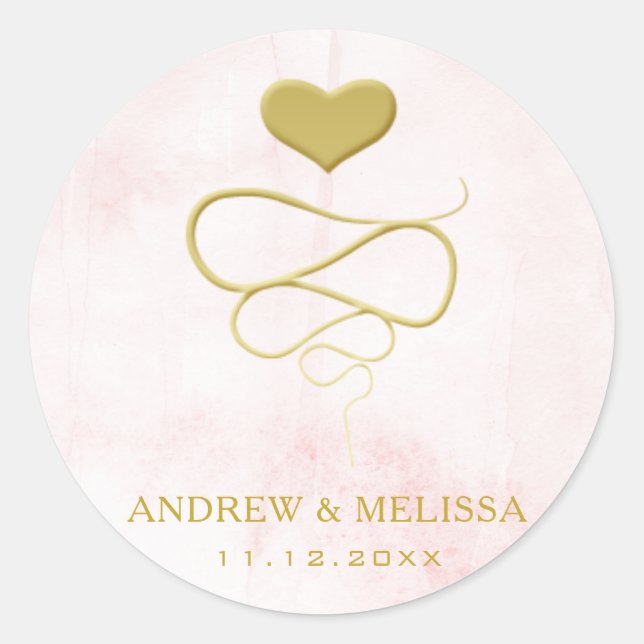 Ornement de coeur de Faux Gold | Sticker Mariage (Devant)