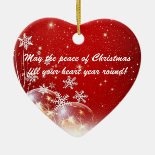 Ornement de coeur de la paix de Noël