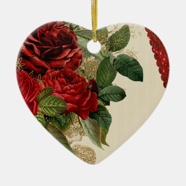 ornement de coeur de porcelaine rose (Devant)