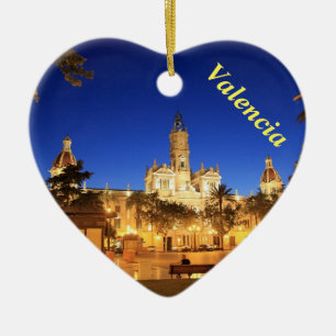 Ornement de coeur de vue de nuit de Valence