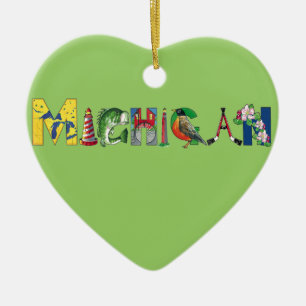Ornement de coeur du Michigan