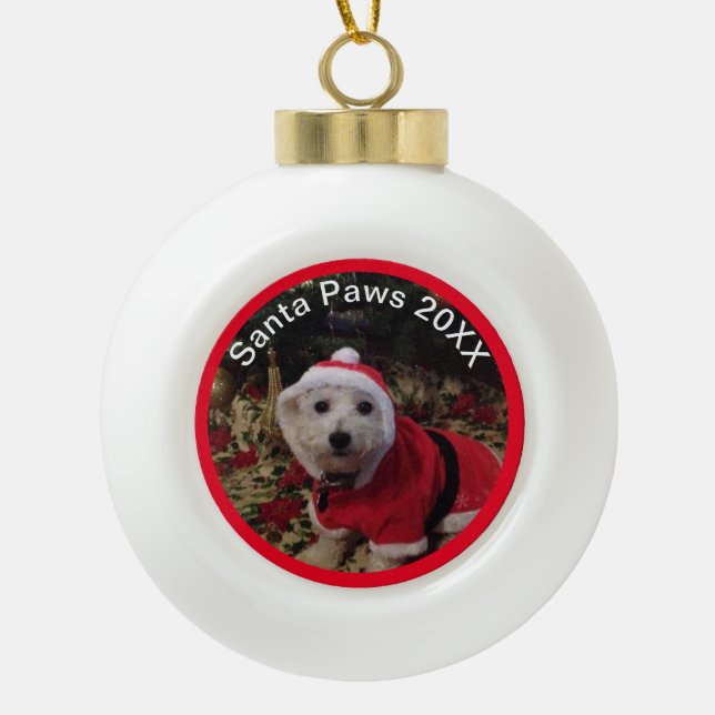 Ornement de compagnie ! Santa Paws amusant ! Boule (Devant)