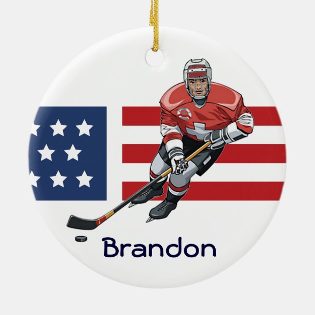 Ornement de conception de hockey patriotique (Dos)