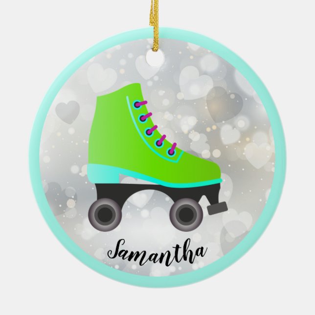 Ornement de conception de patinage à rouleaux vert (Dos)