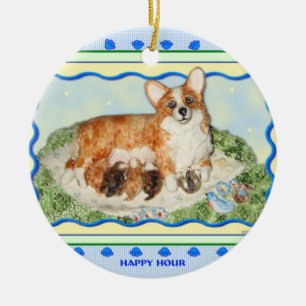 Ornement de corgi "d'heure heureuse"