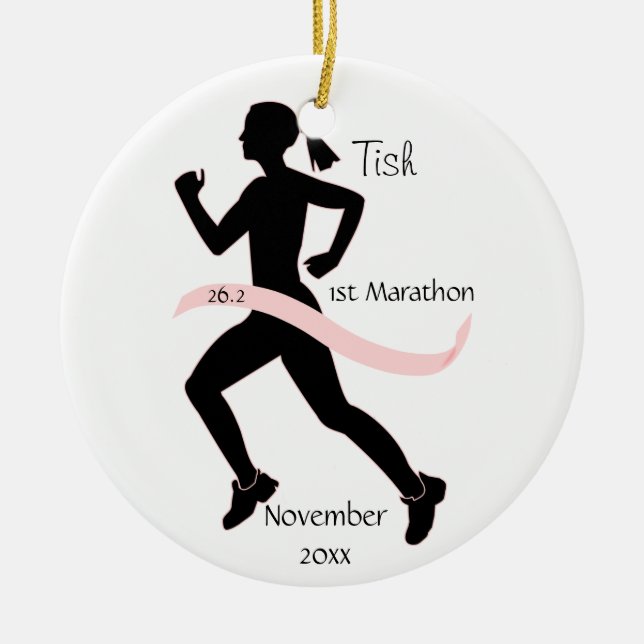 Ornement de course de marathon en rose (Devant)