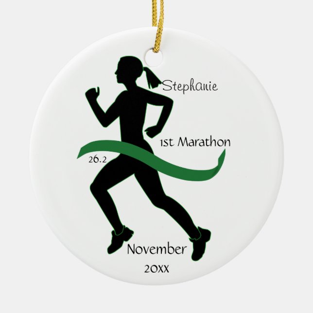 Ornement de course de marathon en vert (Devant)