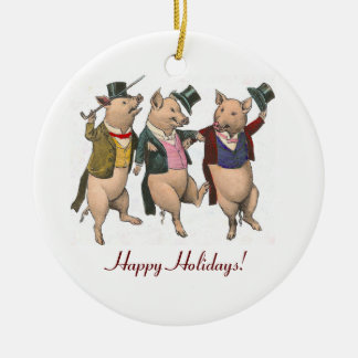 Ornement de danse de Noël de trois porcs