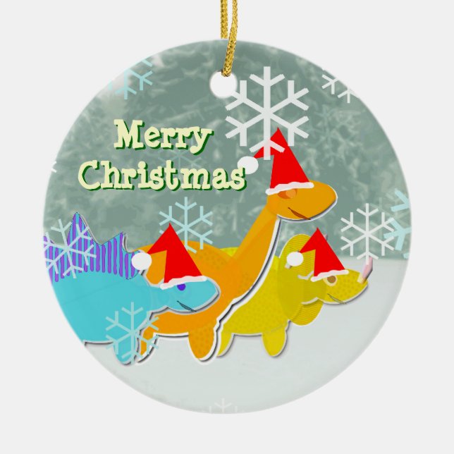 Ornement de dinosaures de Joyeux Noël (Devant)