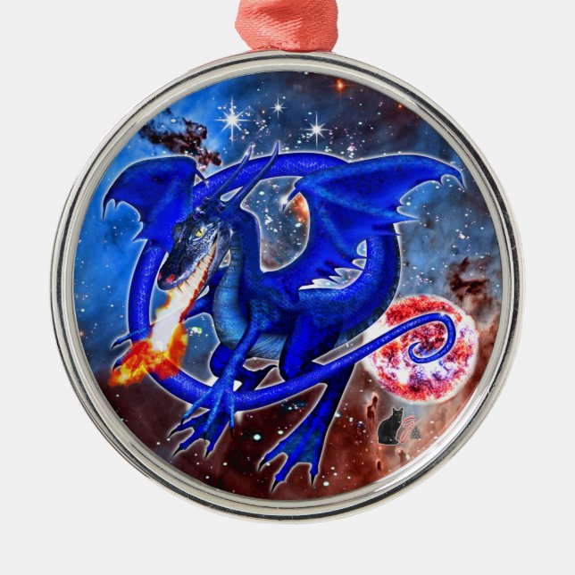 Ornement de dragon cosmique azurite (Devant)