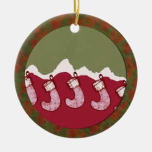 Ornement de famille de bas de Noël de Jackson Hole