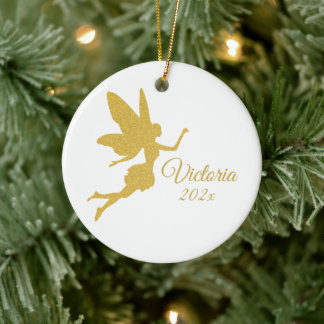 Ornement de fées d'or cadeau personnalisé