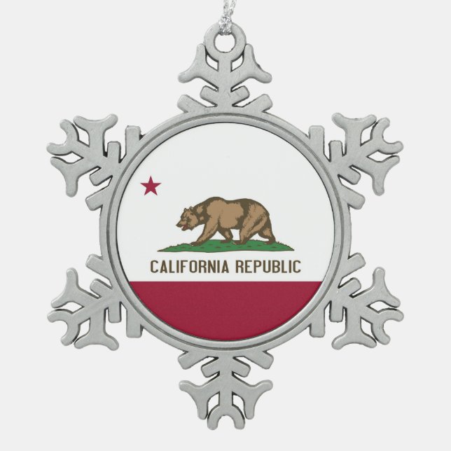 Ornement de flocon de neige avec drapeau californi (Devant)