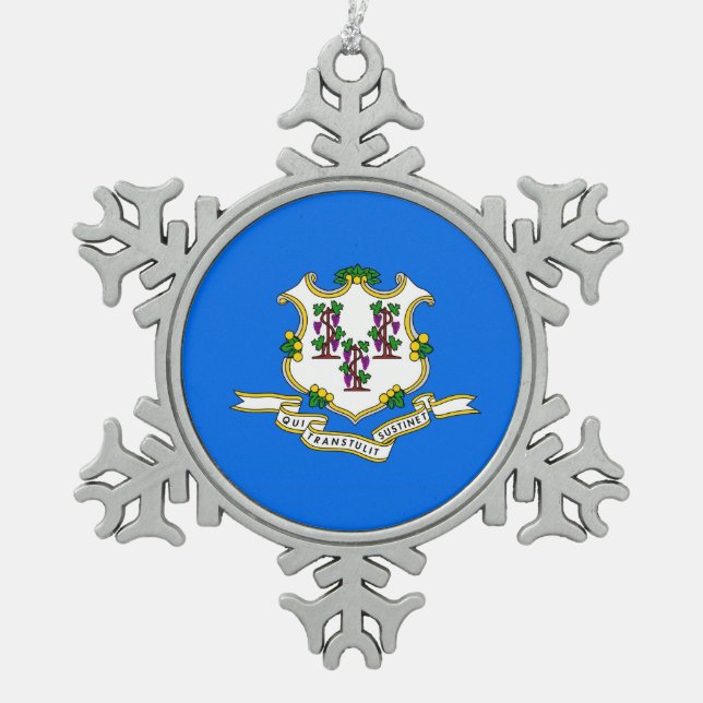 Ornement de flocon de neige avec drapeau Connectic (Devant)